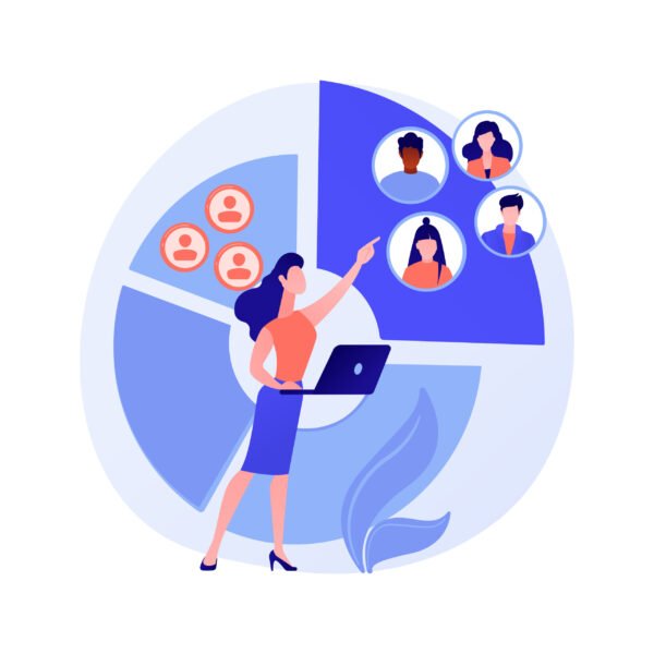 market research professional analyzing customer data on a digital dashboard, representing target audience research, Buyer persona insights, and customer profiling strategies