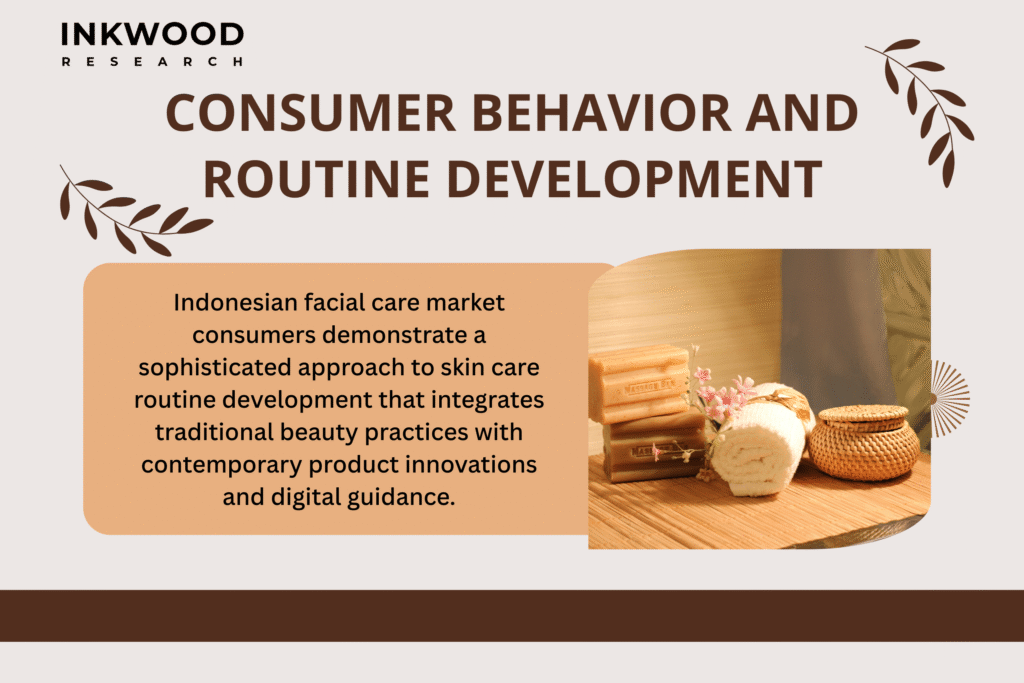 Young Indonesian influencer filming skincare routine tutorial on smartphone with multiple facial care products displayed, demonstrating social media's impact on beauty trends and multi-step routines