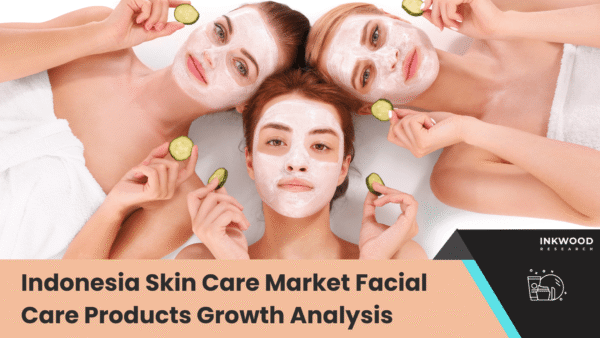 Indonesian woman in her twenties applying facial sheet mask in modern bathroom with tropical plants, representing the dominance of facial care products in Indonesia's humid climate skincare market