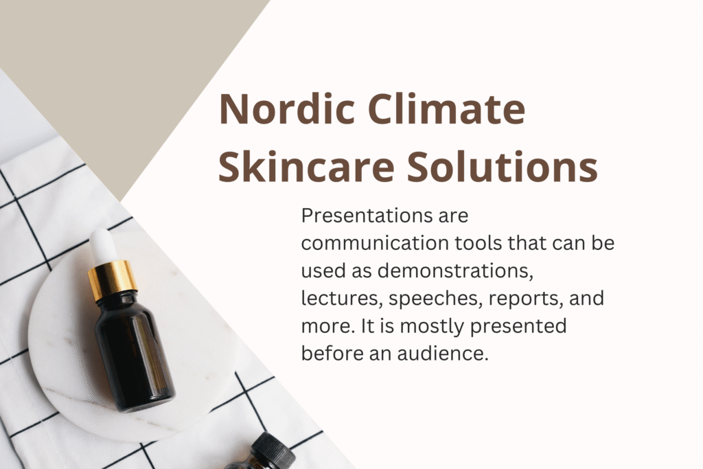 Swedish winter landscape with skincare products designed for harsh climate showing barrier protection formulations