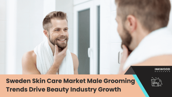 Men's skincare products arranged on wooden surface showcasing multifunctional Swedish grooming essentials and packaging
