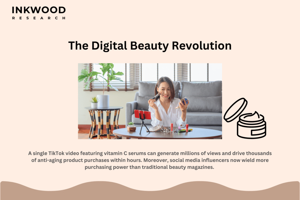 Instagram and TikTok logos with beauty product bottles representing social media influence