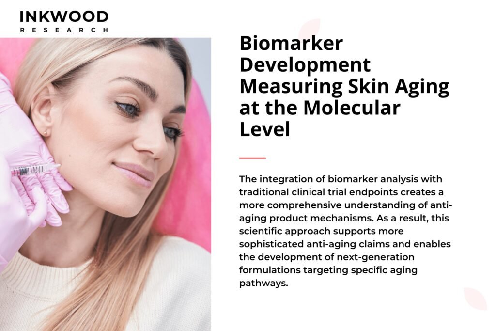 Molecular biomarkers for measuring skin aging in clinical trials showing anti-aging products testing at cellular level