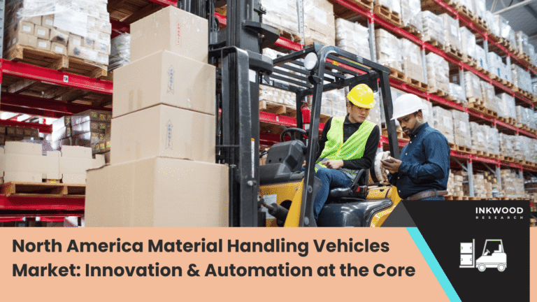 north america material handling vehicles market showing distribution center automation and warehouse automation solutions