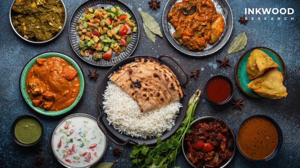 diverse ethnic food dishes representing international cuisine trends and consumer taste shifts