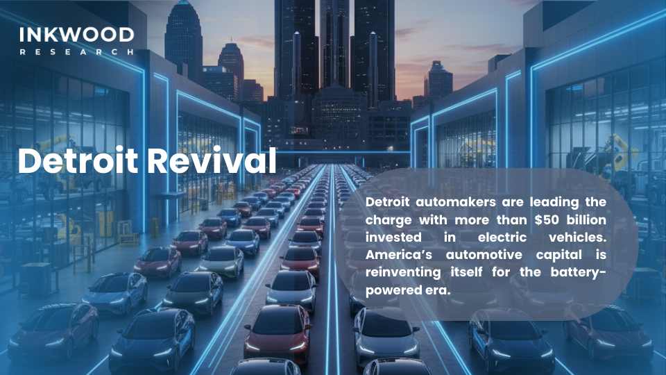 Detroit automakers battery market investments featuring GM Ultium platform $35 billion commitment, Ford BlueOval SK joint ventures, Tesla vertical integration strategy supporting EV battery market share leadership and commercial vehicle electrification