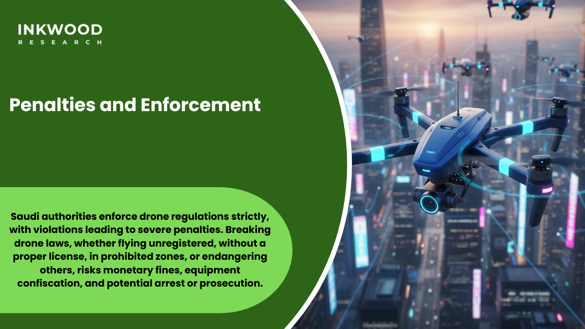 GACA enforcement action documentation showing violation penalties and confiscation procedures for non-compliant drone operations