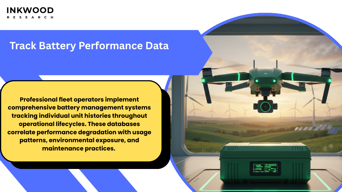 Comprehensive battery lifecycle management infographic showing best practices from procurement through retirement for UAV operations