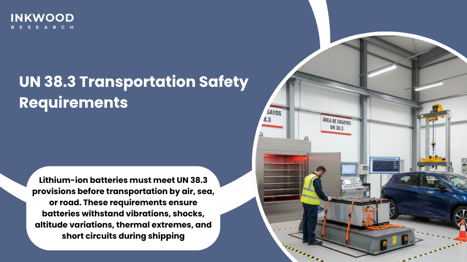 UN 38.3 transportation safety testing facility in Spain validating battery compliance through comprehensive abuse condition evaluations
