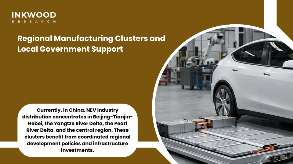 China regional EV battery manufacturing clusters map showing Beijing-Tianjin-Hebei, Yangtze River Delta, and Pearl River Delta production zones