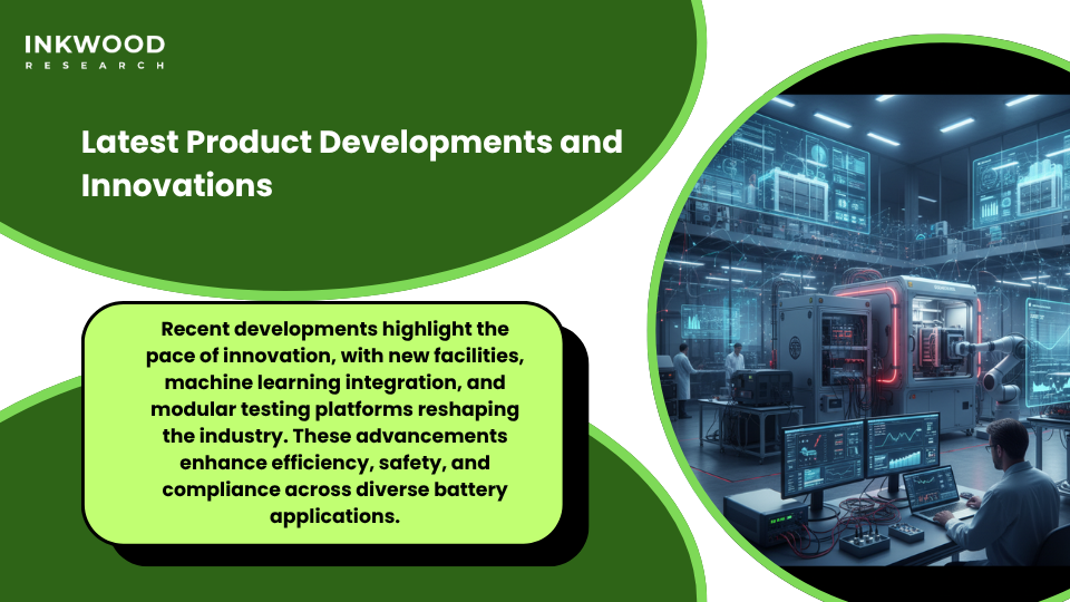 Latest innovations in battery testing equipment including AI integration and modular test systems for SOC SOH analysis