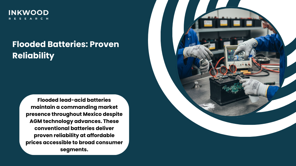 Flooded lead-acid batteries showing traditional technology advantages and cost-effectiveness for Mexican market