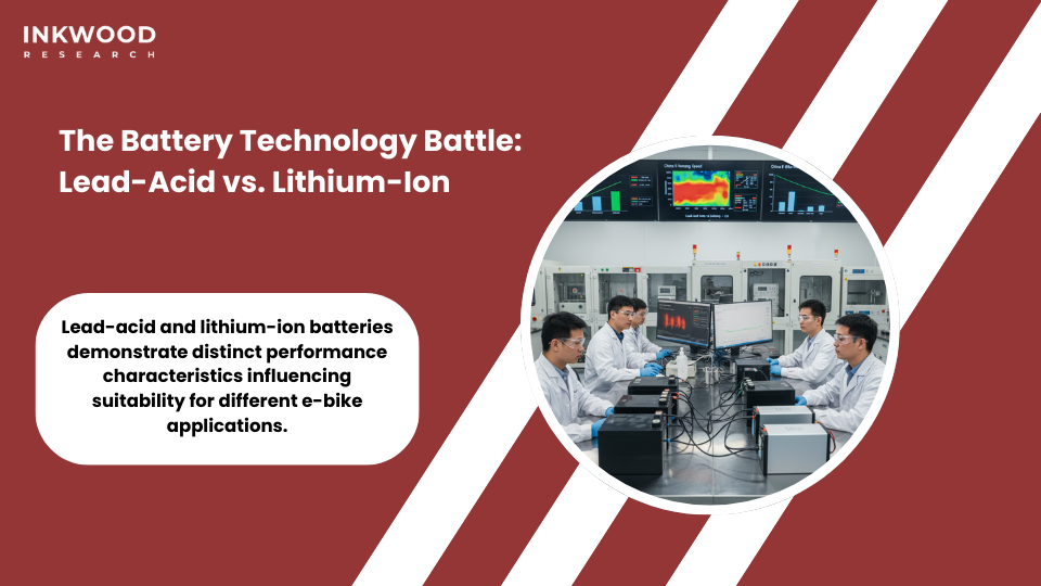E-bike battery technology comparison showing lead-acid versus lithium-ion performance and cost differences