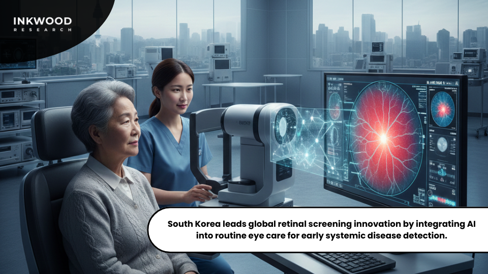 AI-assisted retinal imaging system detecting early-stage eye and systemic diseases in a South Korean clinic.