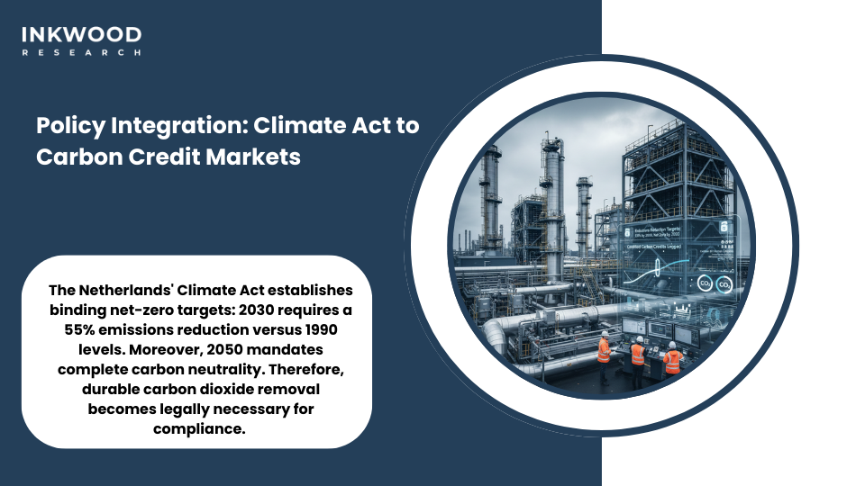 Policy integration framework connecting Climate Act targets to carbon market mechanisms and permanent removal procurement strategies