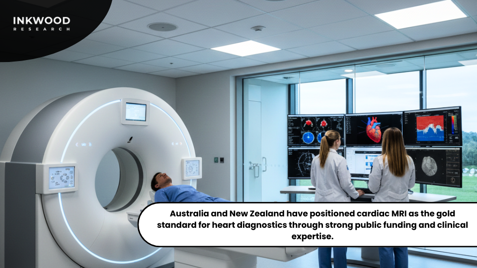 Cardiac MRI scanner used by clinicians to perform advanced heart imaging in a modern hospital environment.