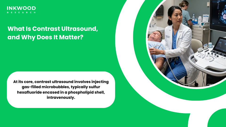 Microbubble contrast agent injection for contrast enhanced ultrasonography showing vascular phase imaging