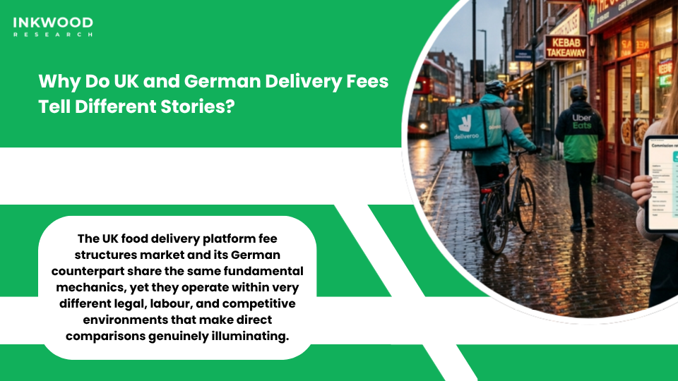 UK and Germany food delivery platform fee structure comparison showing market size growth projections and regulatory environment differences