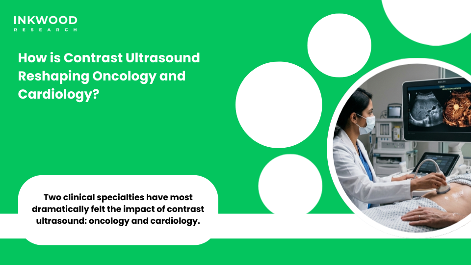 Contrast ultrasound cardiology diagnostic application showing echocardiography with microbubble contrast agent for cardiac imaging