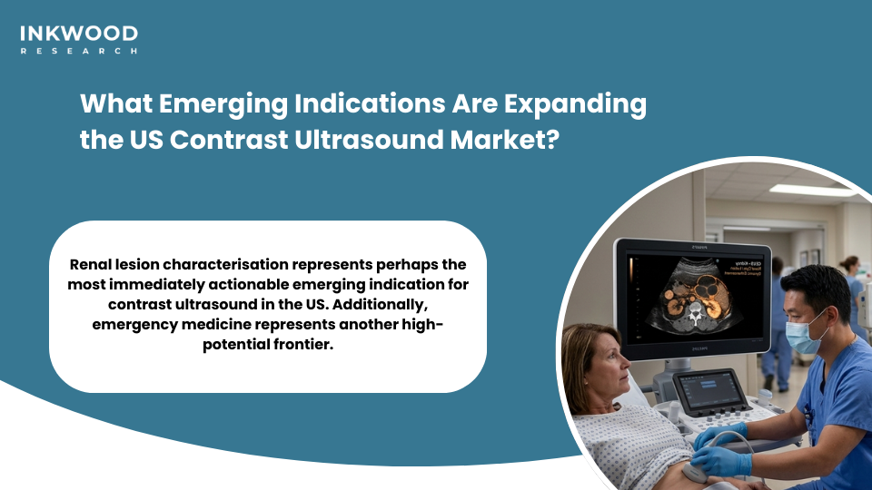 Emerging CEUS indications United States contrast ultrasound market including renal lesion characterisation emergency medicine and molecule-targeted microbubble therapeutic applications