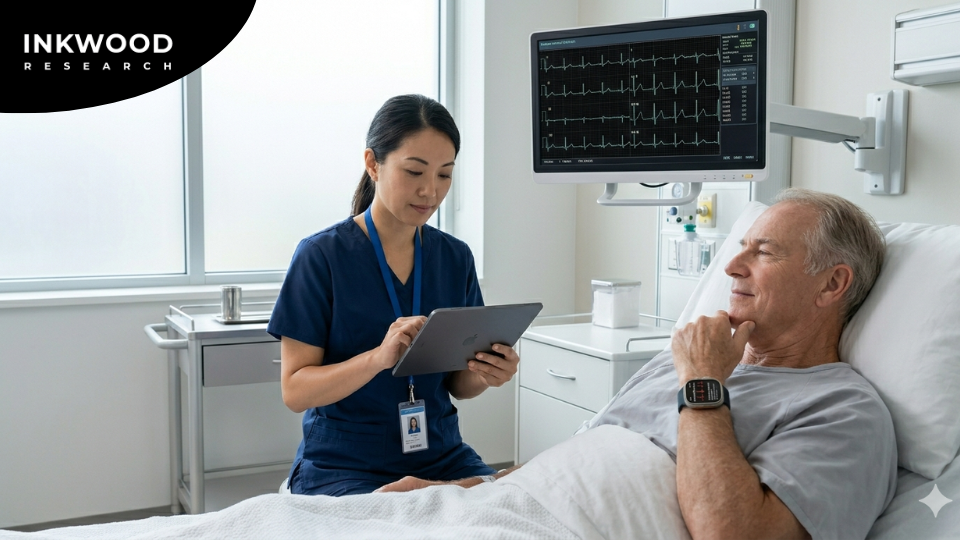 Visual showing portable ECG devices market evolution including credit card-sized ECG monitors and compact cardiac diagnostic equipment designed for patient-friendly use