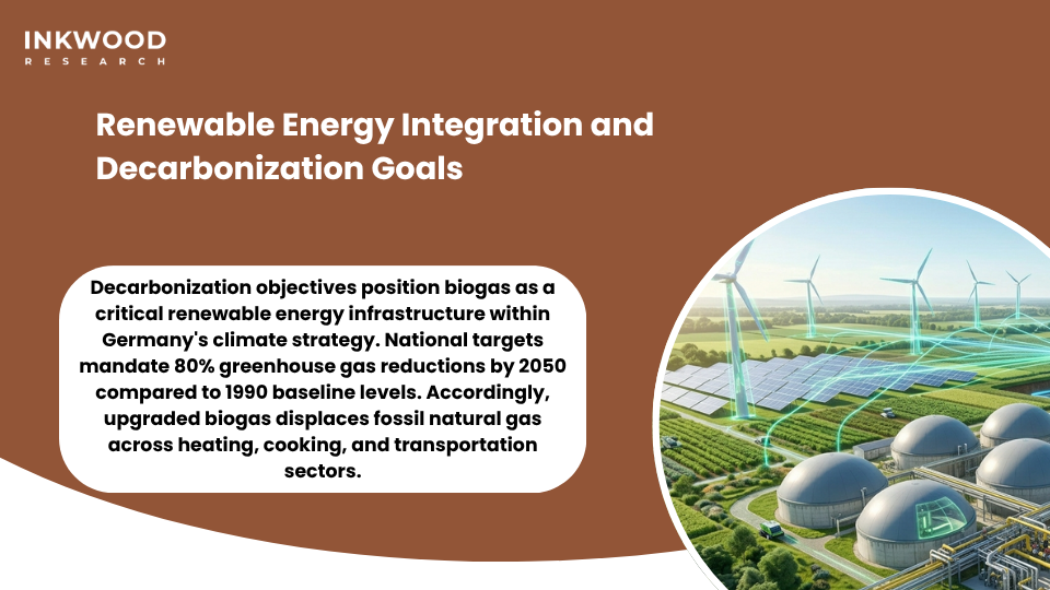 Decarbonization pathways through Germany biogas market expansion supporting electricity heat and upgraded biogas cooking applications