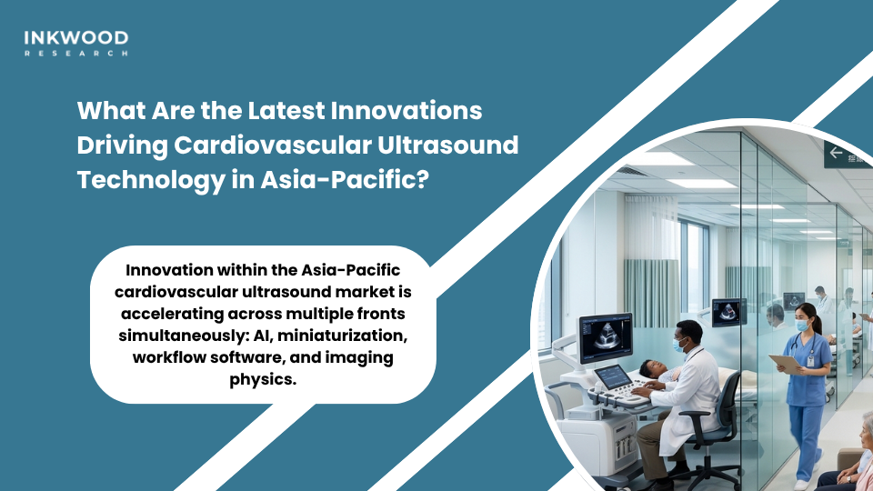 Latest innovations Asia-Pacific cardiovascular ultrasound market including AI automated measurement handheld echocardiography and advanced ultrasound frequencies transducer technology for cardiac diagnostic procedures