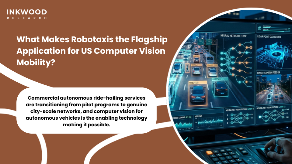 US robotaxi computer vision autonomous vehicle deployment showing Waymo Cruise and autonomous fleet scaling in American cities for smart mobility solutions