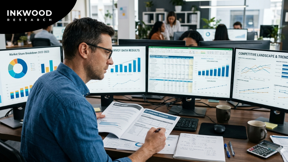 Factors affecting market size estimation accuracy, including data quality, market boundary definitions, and forecasting model assumptions shown in analytical framework