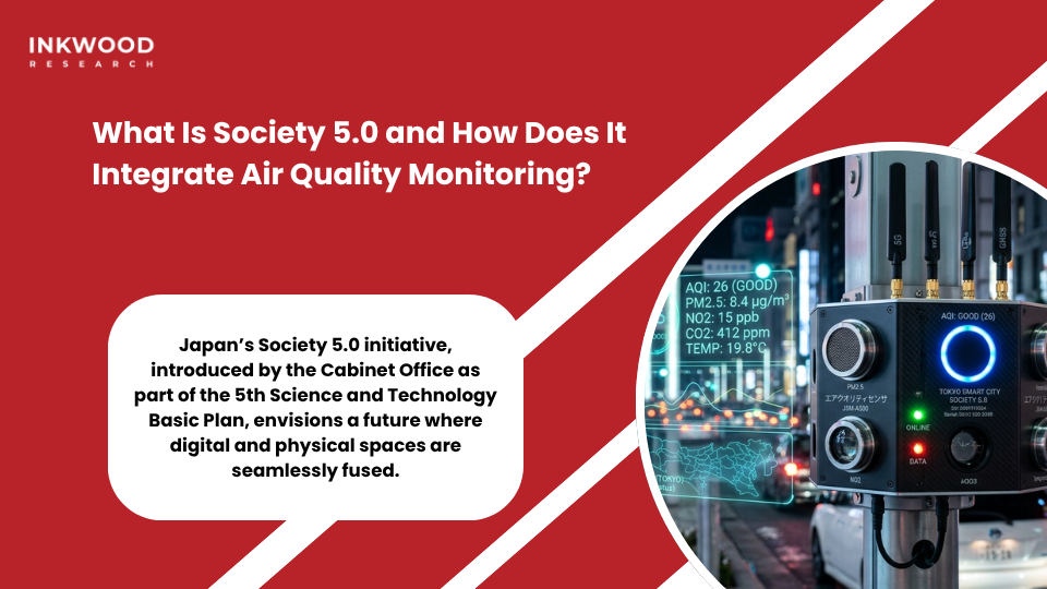 Japan Society 5.0 smart city framework integrating IoT environmental sensors and air quality monitoring systems into urban infrastructure