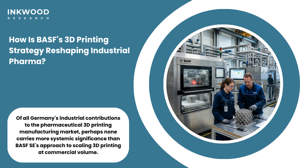 BASF 3D printing catalyst production plant showing industrial scale pharmaceutical additive manufacturing and chemical process innovation for API synthesis and drug manufacturing supply chain