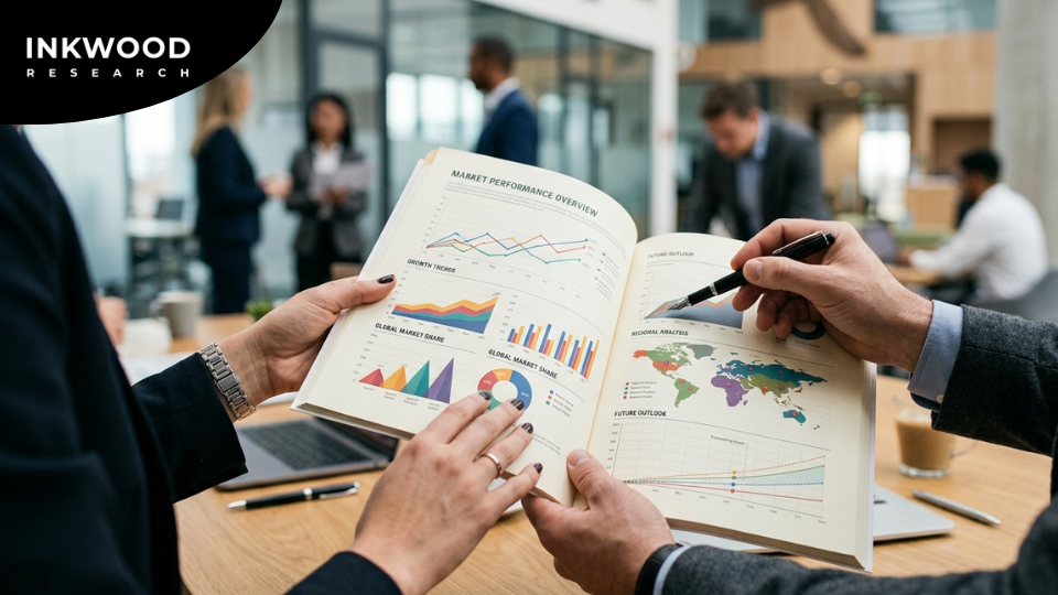 Investors and financial analysts evaluating industry growth forecasts and market research reports to assess investment risks. Digital dashboards display growth projections, regulatory risk analysis, competitive landscape data, technology adoption trends, and scenario planning models used for due diligence and strategic investment decision-making.