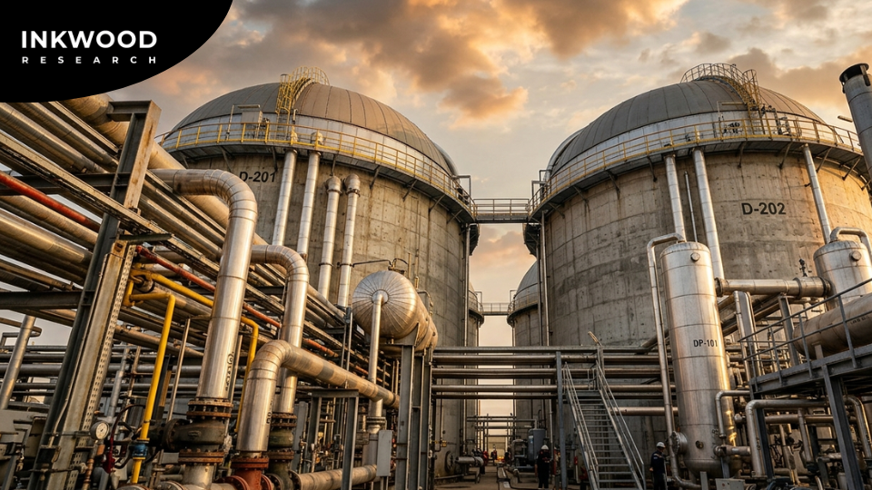 Chart showing biogas market trends including biomethane production growth, biogas upgrading technology adoption rates, feedstock diversification toward agricultural waste, and biogas carbon credit market development