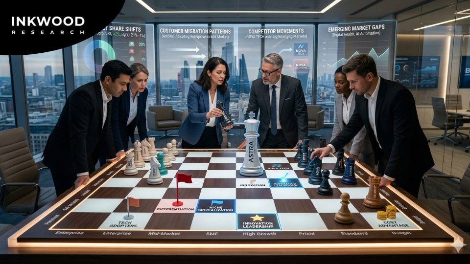 Market positioning strategies using competitive intelligence and competitive analysis guide for business benchmarking and growth strategy development