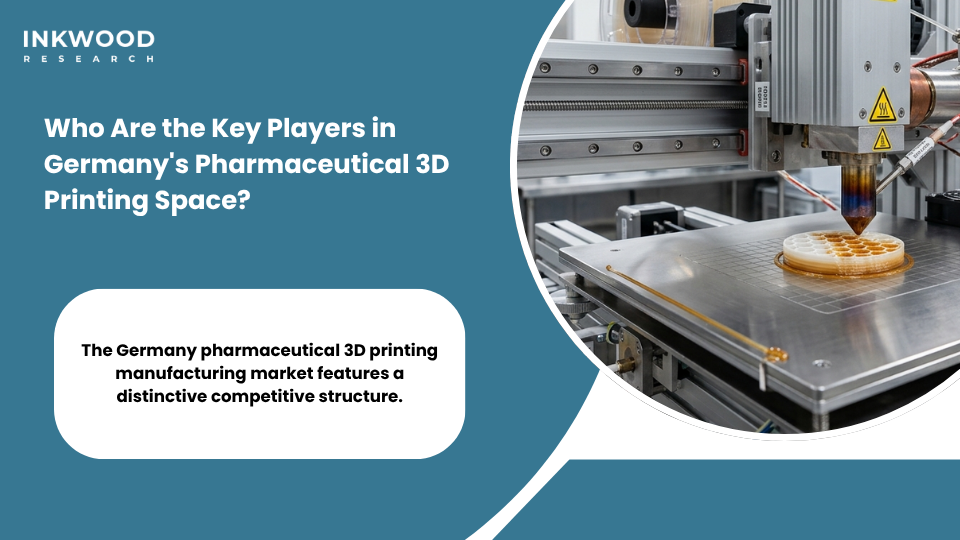Key players Germany pharmaceutical 3D printing manufacturing market including Merck KGaA Bayer Boehringer Ingelheim BASF Evonik and EOS GmbH driving pharmaceutical additive manufacturing innovation