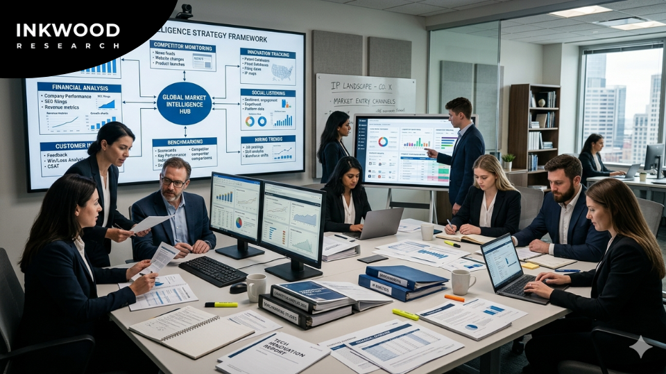 Competitive intelligence tools and benchmarking software for business analytics showing data intelligence tools for competitor analysis and market research methods