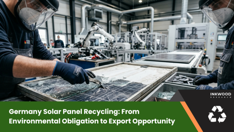 Germany's solar panel recycling market driven by PV waste management, strict environmental regulations & WEEE regulations, boosting export.