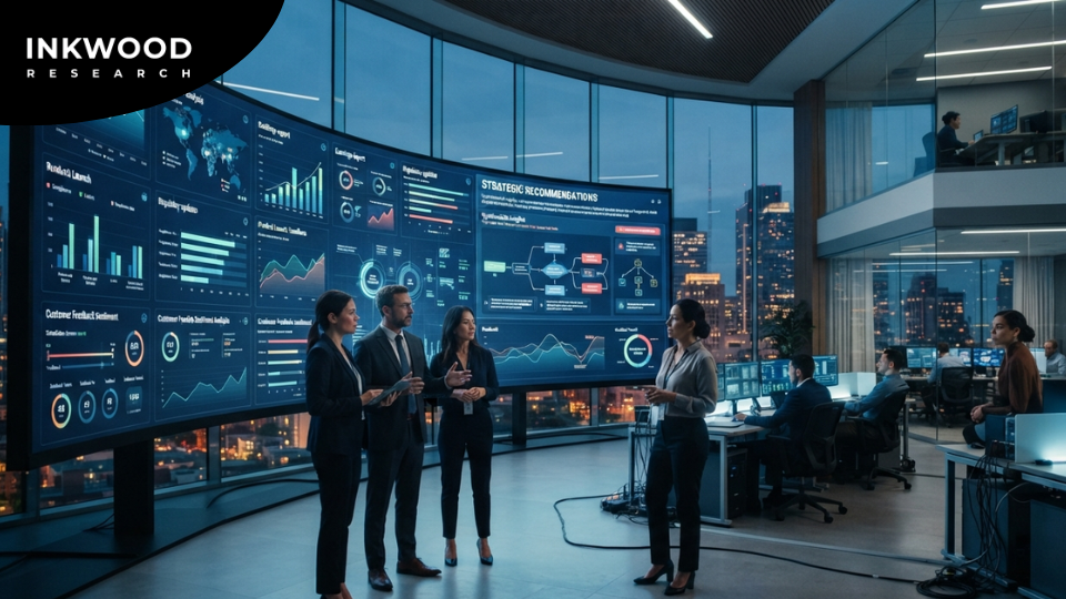 Competitor analysis automation impact showing changes in CI workflow coverage breadth, update frequency, analyst role evolution, and response speed with AI-powered competitive intelligence tools