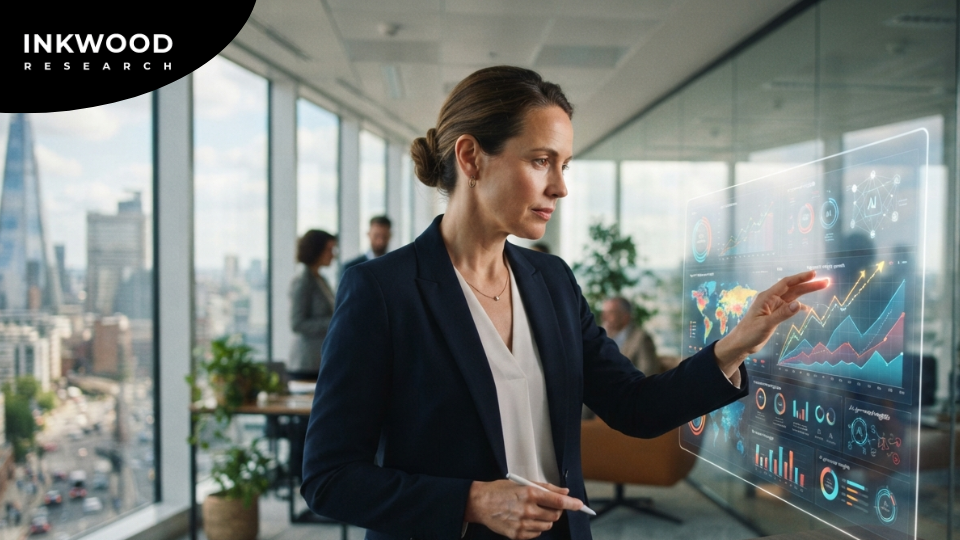 Machine learning forecasting tools comparison showing SAS IBM Palantir Salesforce Einstein and AWS Forecast platforms for predictive analytics in market research and business intelligence forecasting