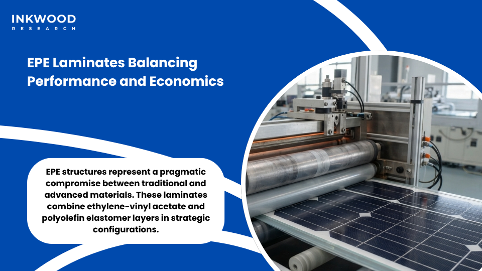EPE laminate structure combining ethylene-vinyl acetate and polyolefin elastomer layers for optimized solar encapsulation performance