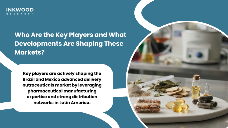 Key players Brazil and Mexico advanced delivery nutraceuticals market including Aché Laboratórios Eurofarma Bayer Consumer Health Genomma Lab and latest nutraceutical delivery developments in Latin America 2024-2025