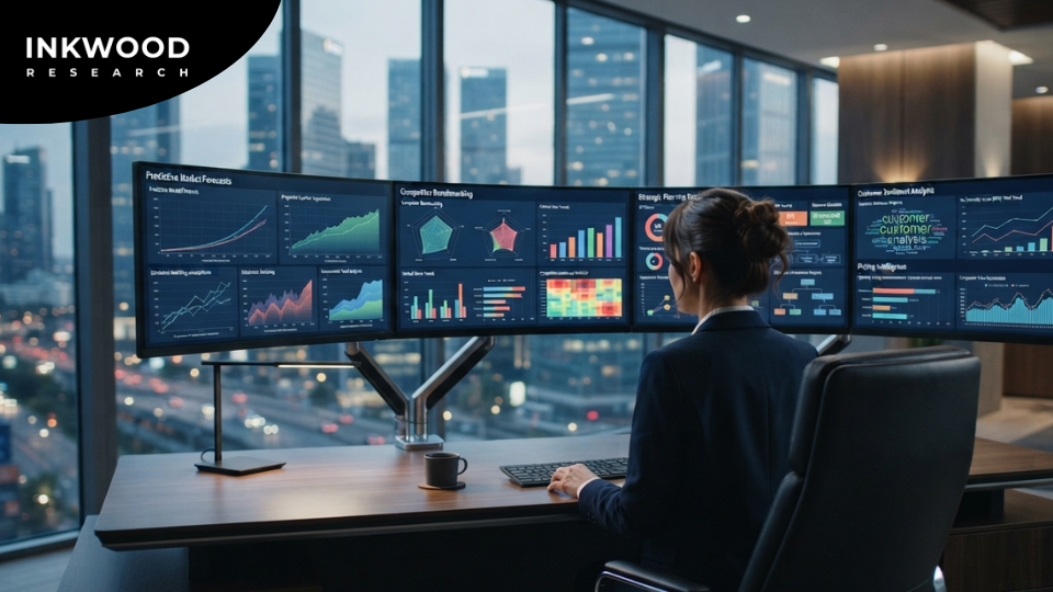 Risks and limitations of AI-powered competitive analysis showing hallucination risk, source bias, false signal amplification, and data security considerations for generative AI competitive intelligence programs